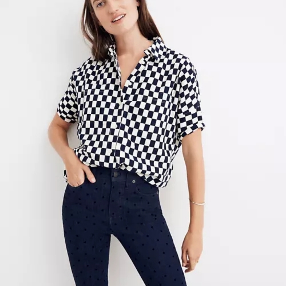 NWT Madewell Flannel Courier Shirt in Checkerboard